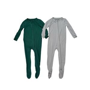 KYTE BABY Zippered Footie Pajama Set Green Gray Size 18-24 Months Unisex Long